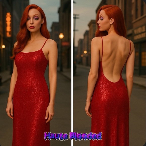 Taboo Dresses & Skirts - Taboo Dress Vintage 90s Red Sequin Glitter Open Back Hollywood y2k Prom Fairy